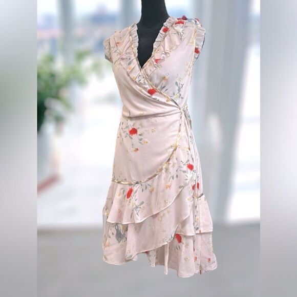 🔥🔥 NWT ALL SAINTS Musical Floral Wrap Mini Dress Size 6 US 10 UK EU 38 - Picture 5 of 16
